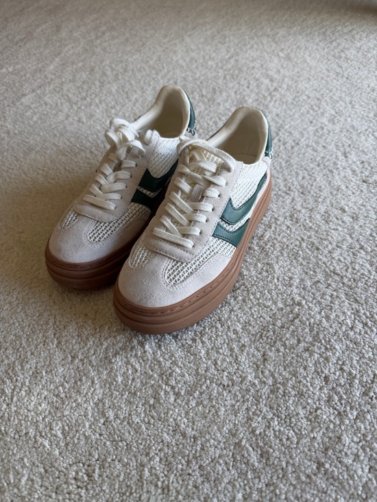 Steve Madden Shoes - Steve Madden Cream Mesh & Green Accent Platform Sneakers with Brown Sole